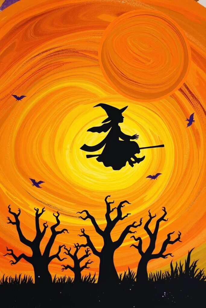 Witch Silhouette Paintings