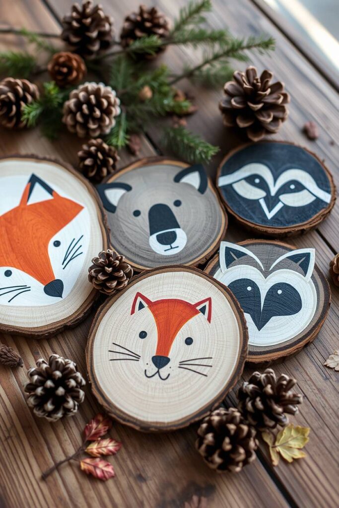 Wood Slice Animal Faces
