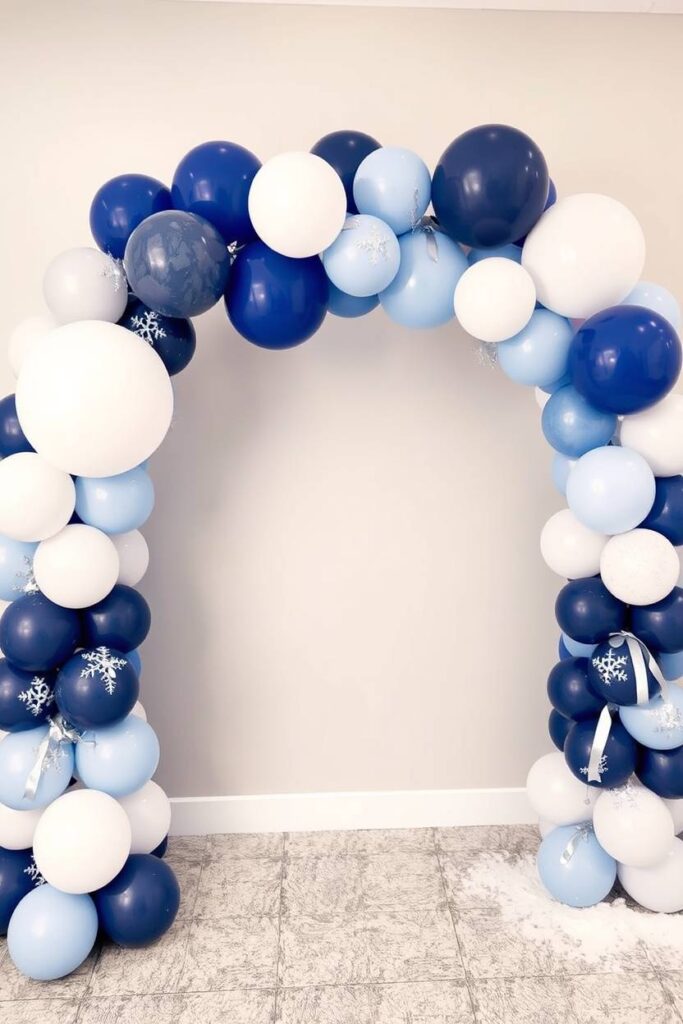 Blue and White Balloon Arch