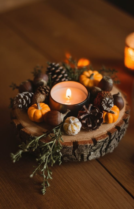 Candle Holders with Fall Accents