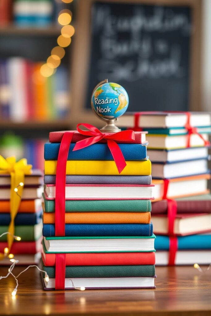 Colorful Book Stack Display