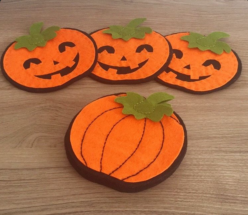 Felt Pumpkin Coasters