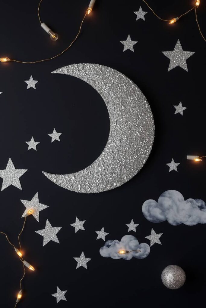 Glittery Moon and Stars