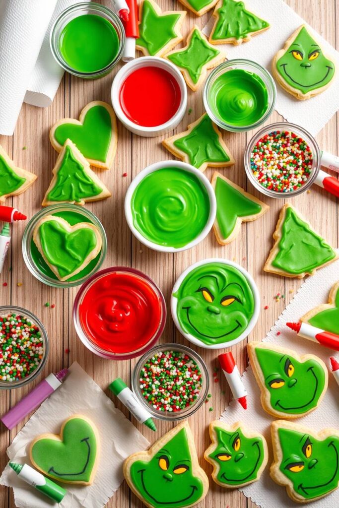 Grinch Cookie Decorating Table