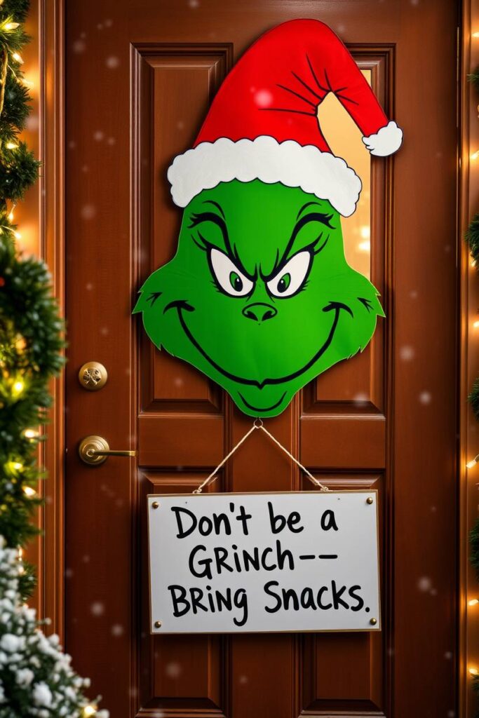 Grinch-Inspired Door Decor