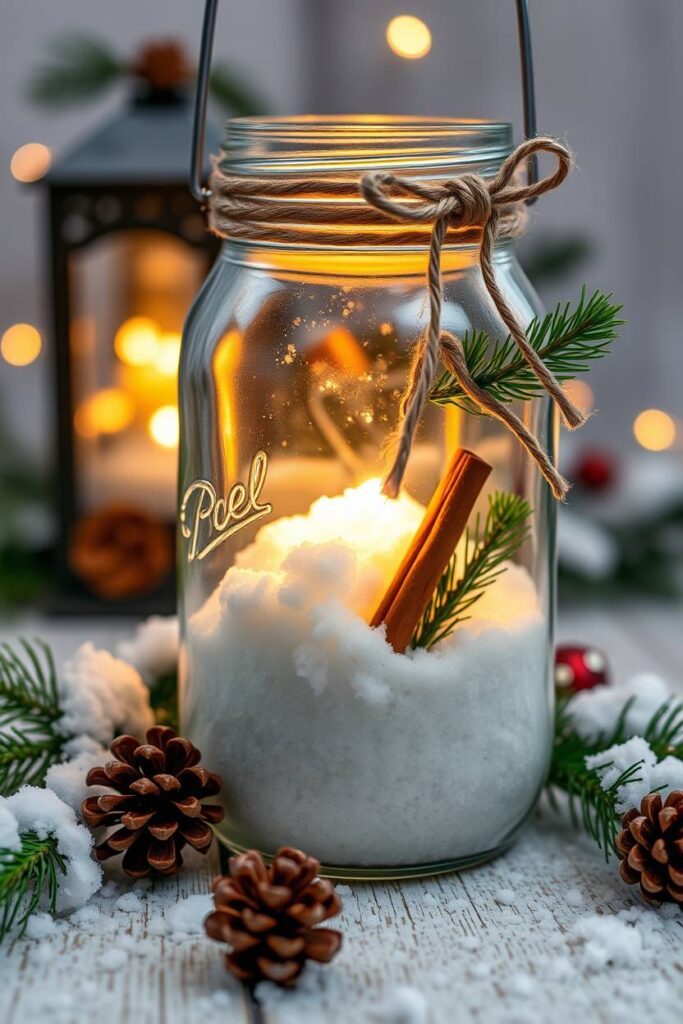 Mason Jar Snow Lanterns