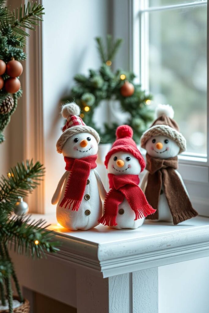 Stuffed Fabric Snowmen