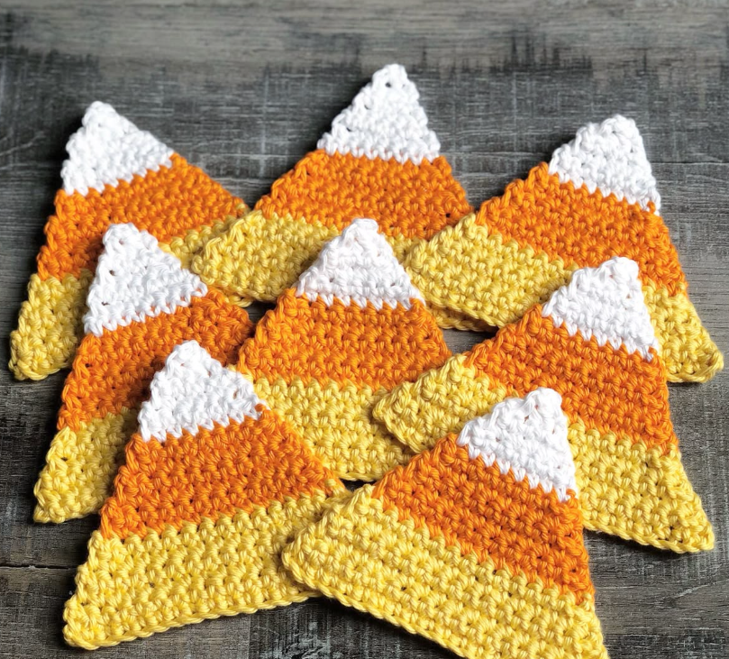 Crochet Candy Corn Coasters
