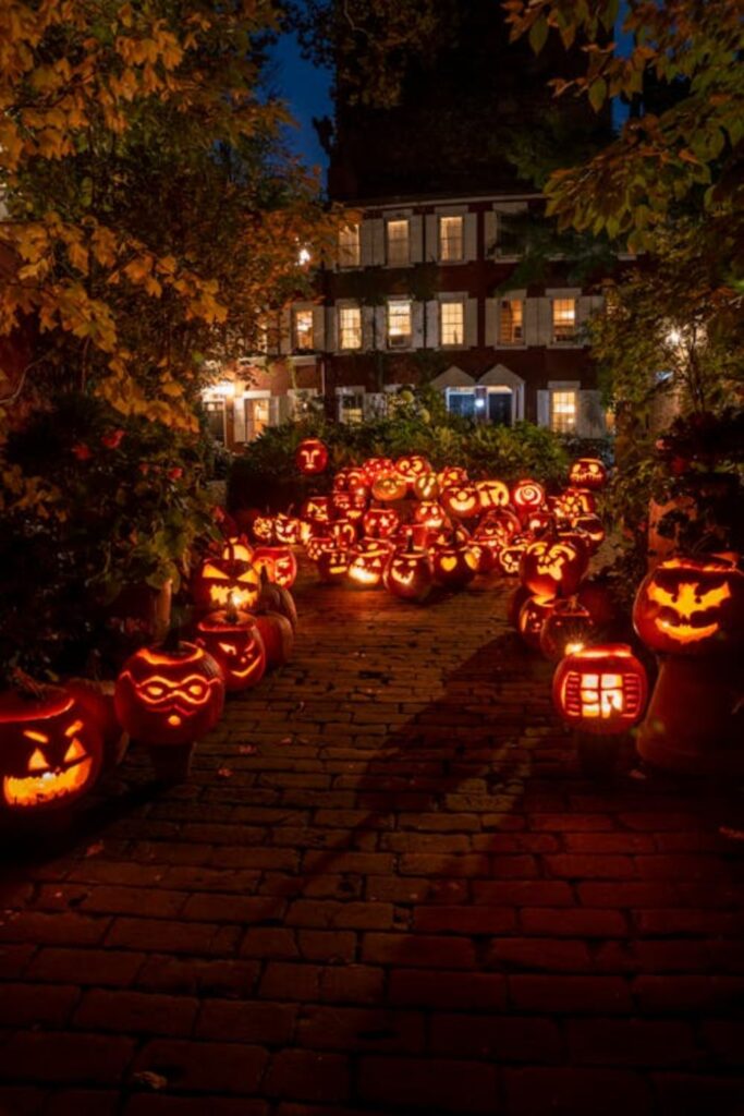 Haunted Pathway with Lanterns