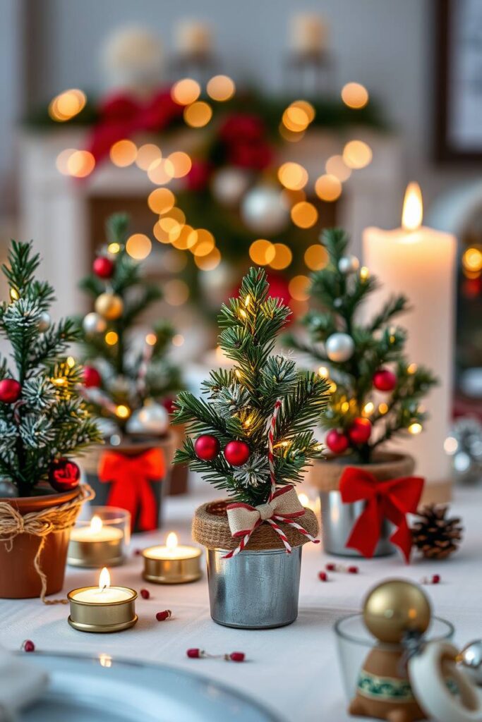 Mini Christmas Tree Centerpieces