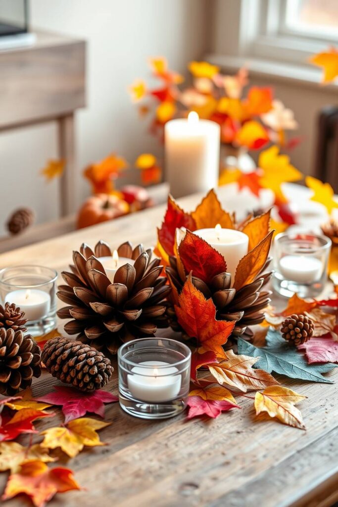 Pinecone and Leaf Candle Holders
