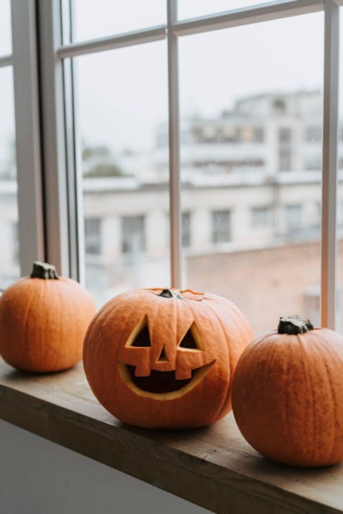 Pumpkin Lanterns on Sills