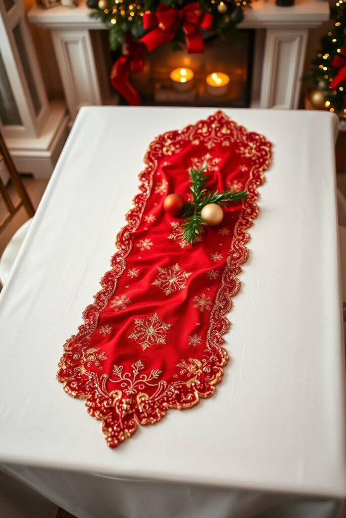 Red and gold table runner