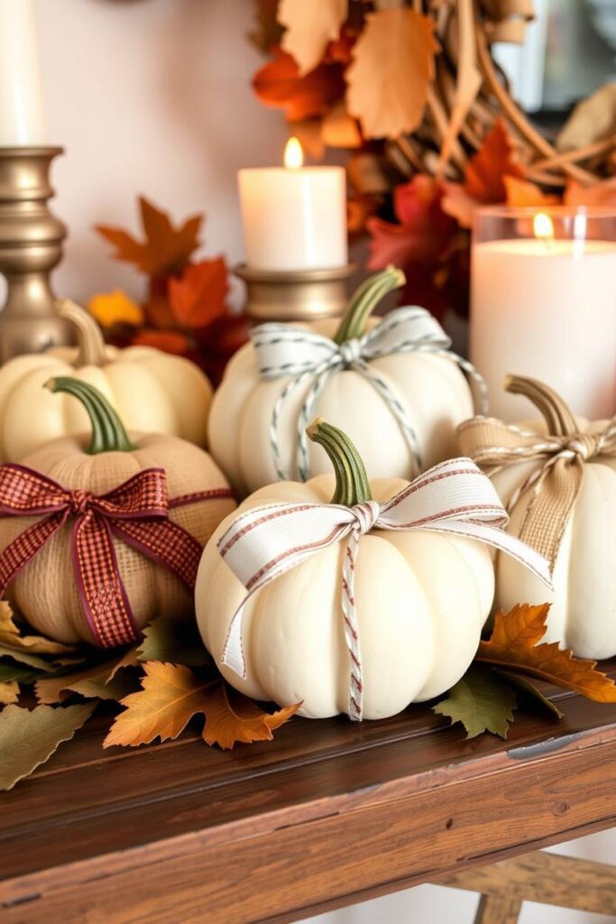 Ribbon-Wrapped Pumpkins
