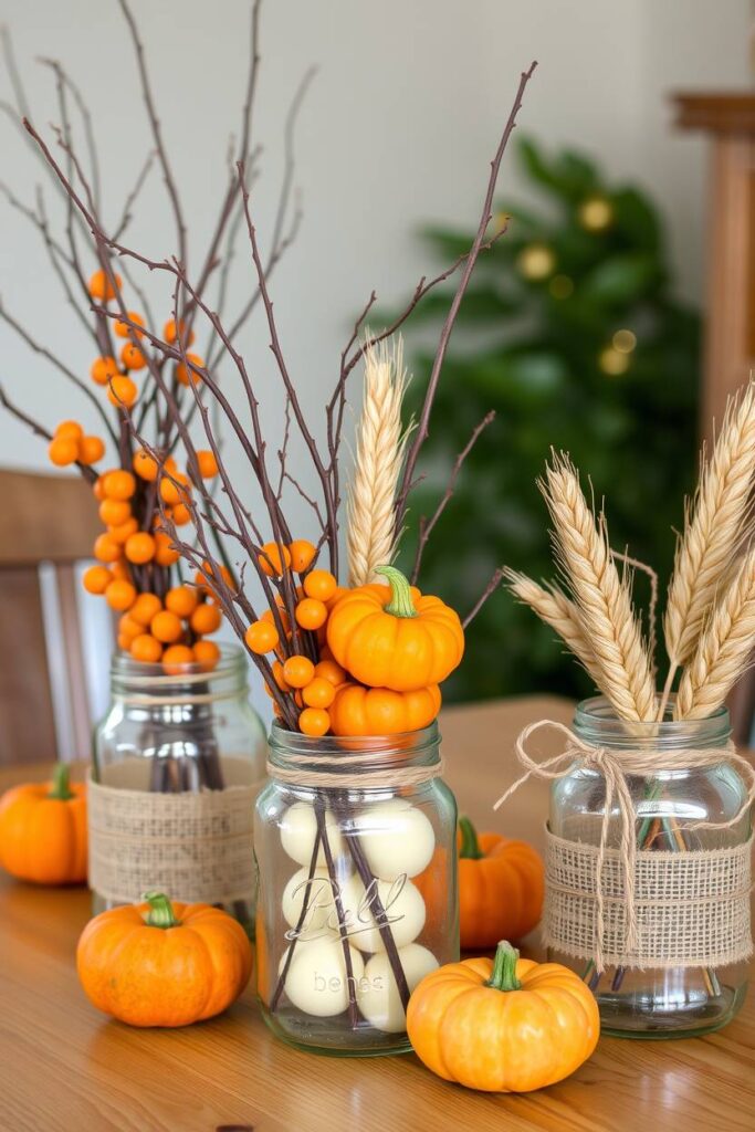 Rustic Mason Jar Centerpieces