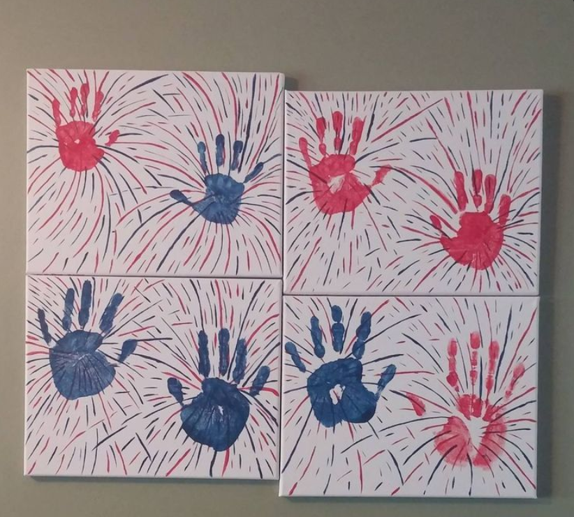 Handprint Fireworks Art