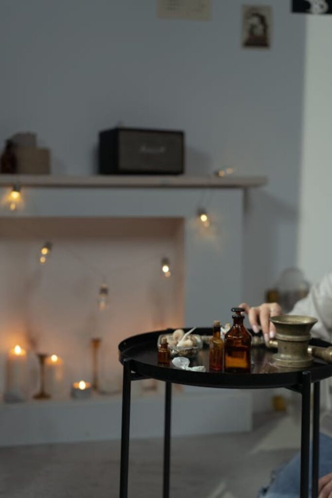 Potion Table with Bottles and Labels