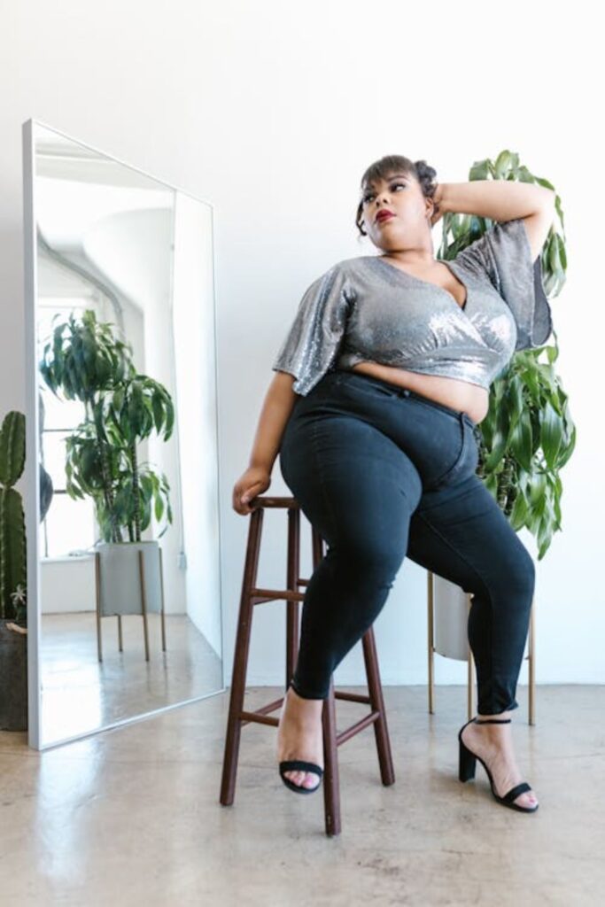Silver sequin top with trousers