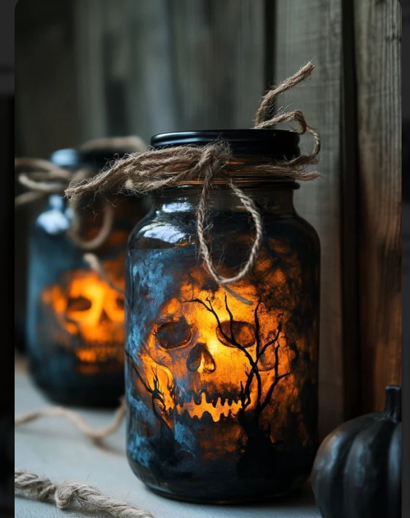 Spooky Mason Jar Lanterns