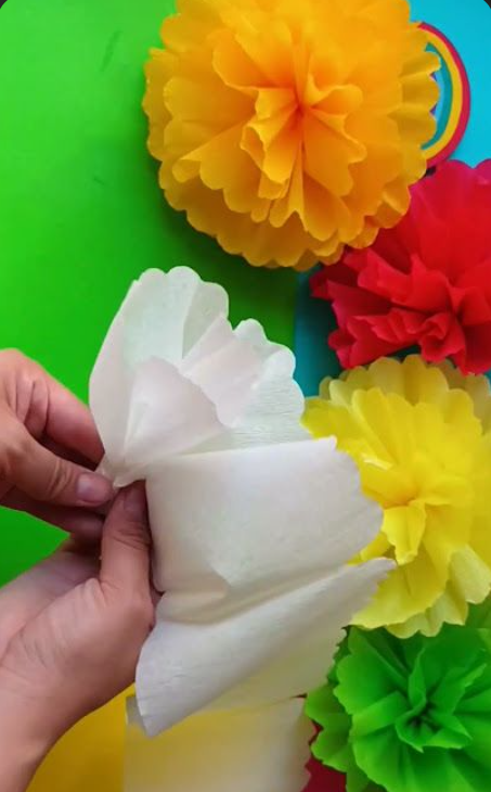 Tissue Paper Pom-Pom Flowers