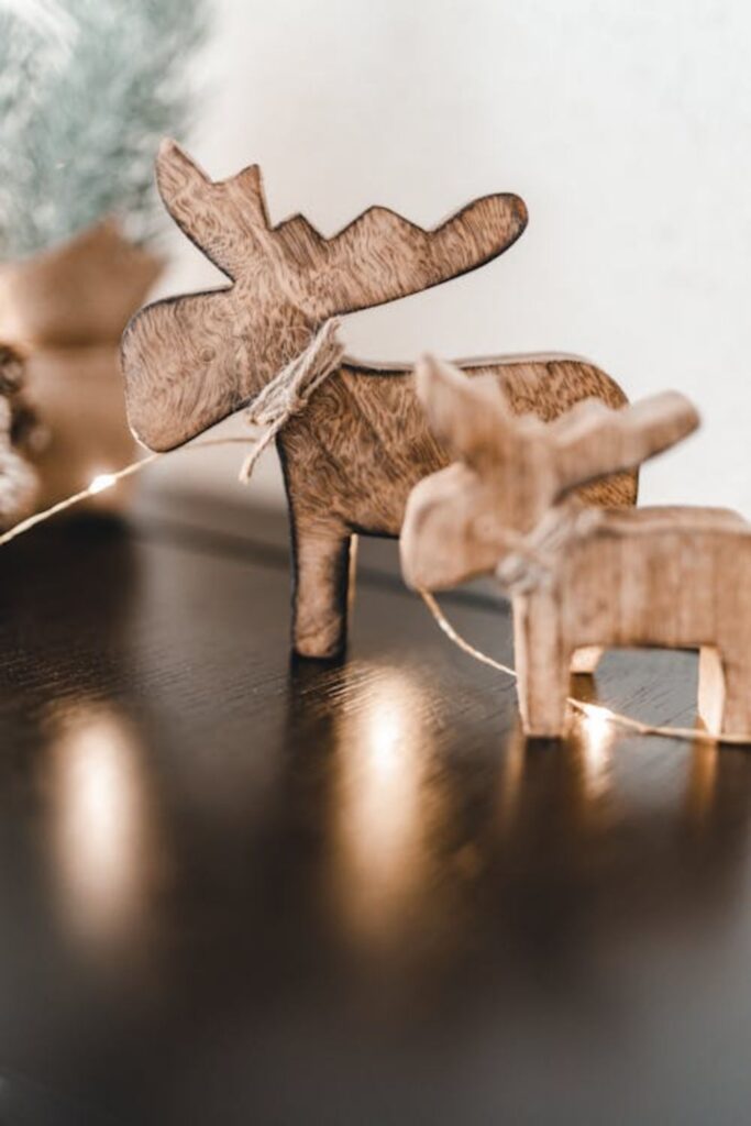 Wooden Reindeer Figurines