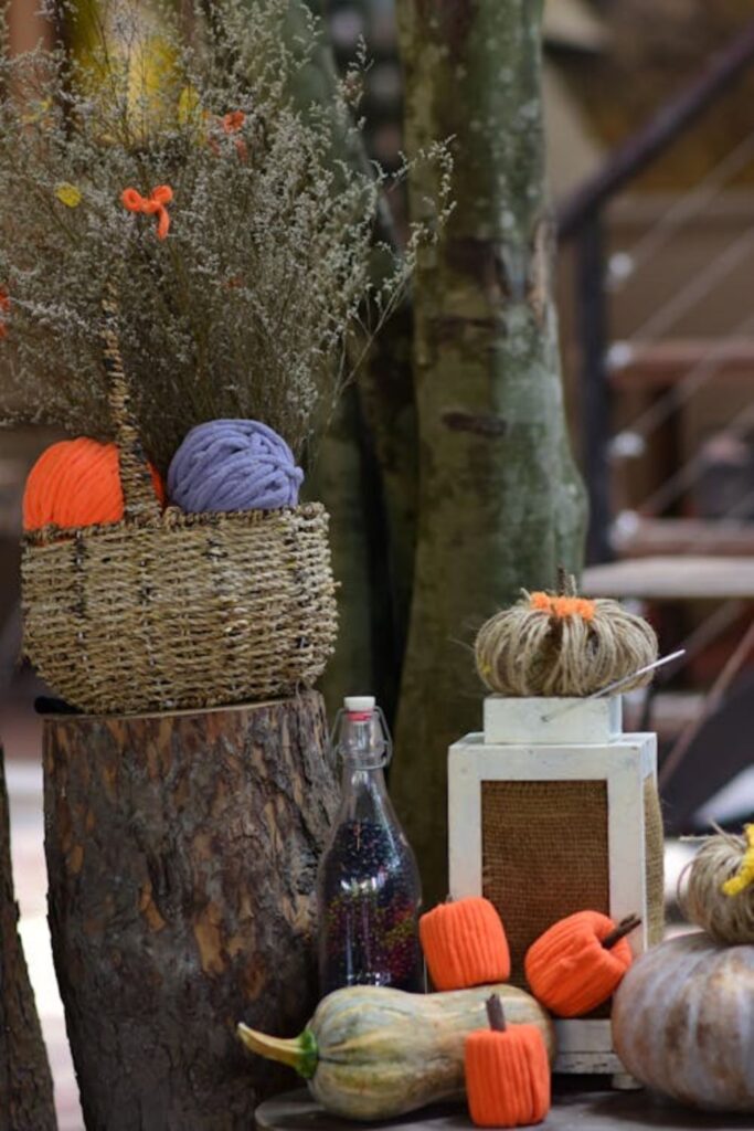 Yarn-Wrapped Pumpkins