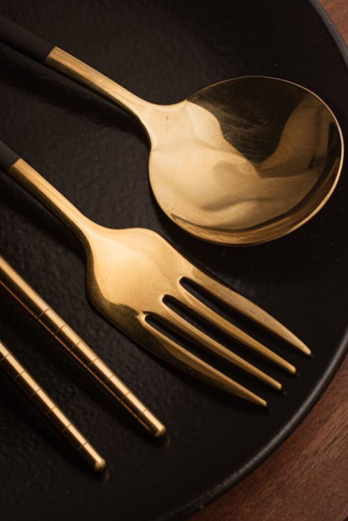 Black-and-Gold Utensil Display