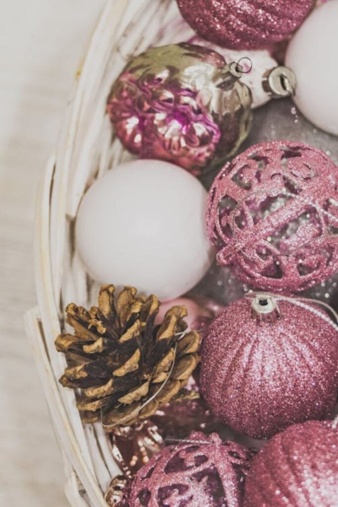 Pink Glitter Pinecones