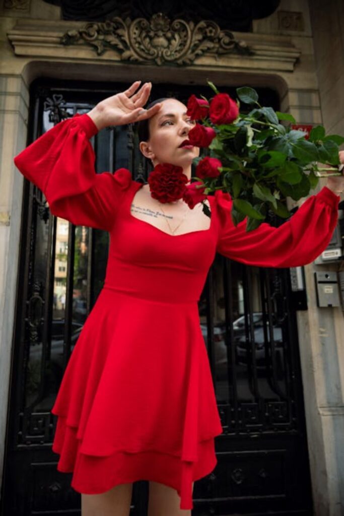 Puff-Sleeve Cotton Dress