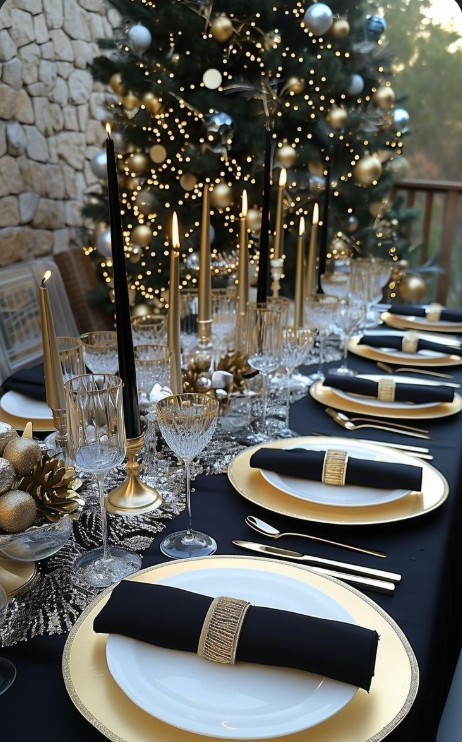 Black & Gold Table Setup