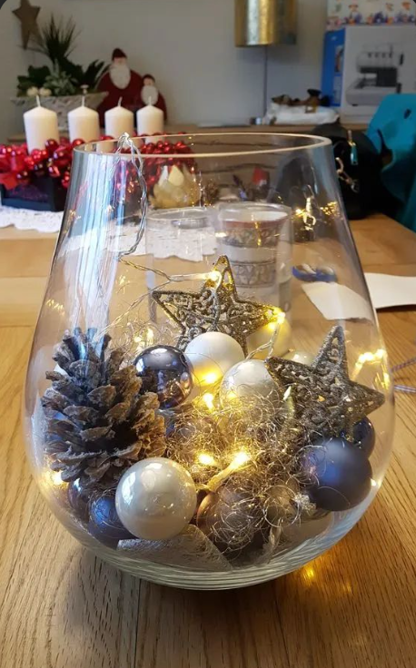 Ornament-Filled Glass Bowls