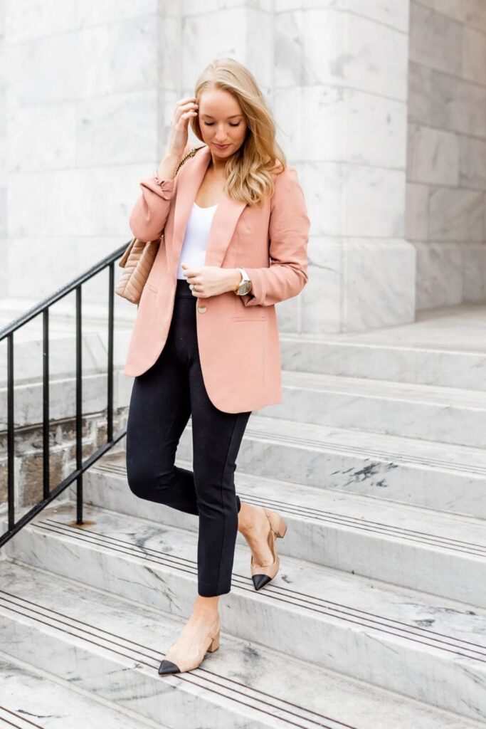 Blush Pink Shirt with Tailored Pants