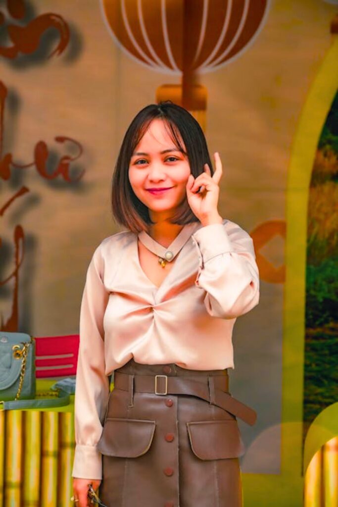 Denim Skirt with Puff Sleeve Top