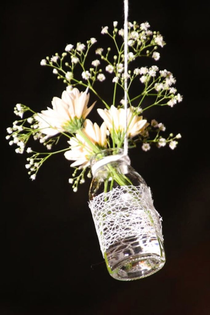 Hanging Mason Jar with Fresh Flowers