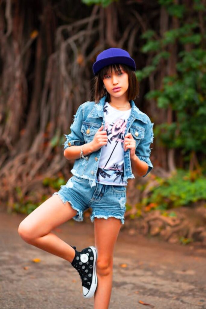 Pastel T-Shirt with Denim Shorts