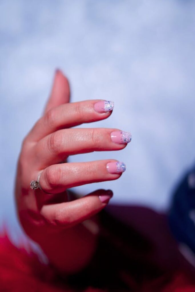 Soft Pink Glitter Nails