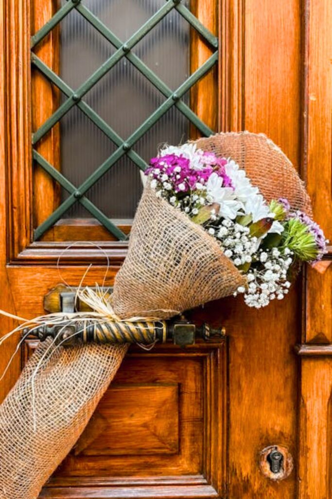 Burlap Wrapped Flower Bouquet