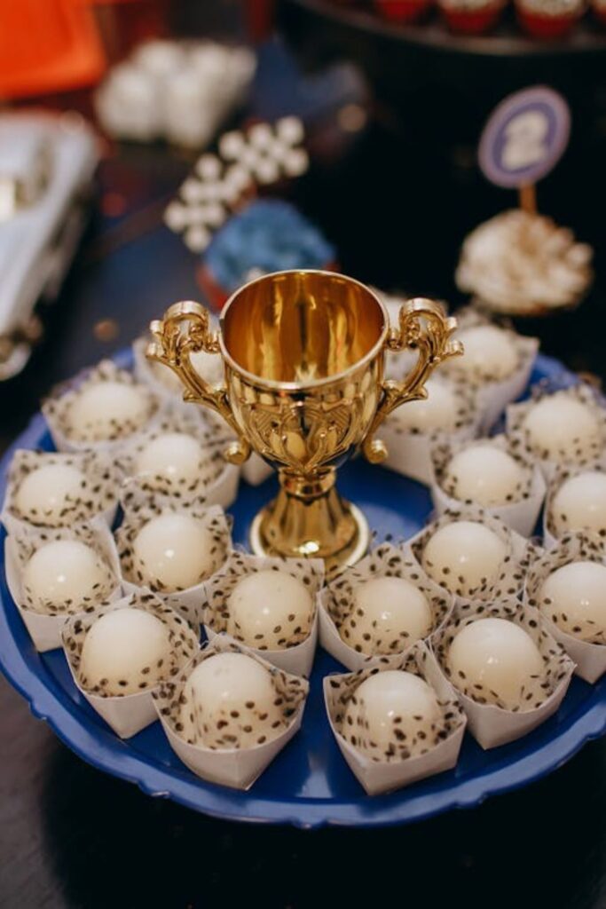 Minimalist White and Gold Candy Table
