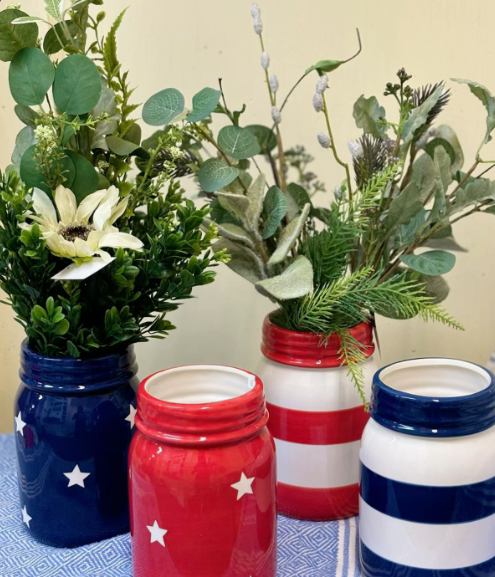 Painted Tricolor Mason Jars
