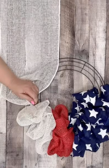 Traditional Red, White & Blue Mesh Wreath